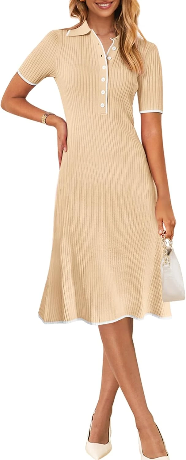 Women's ribbed knit midi dress for a fall brunch outfit