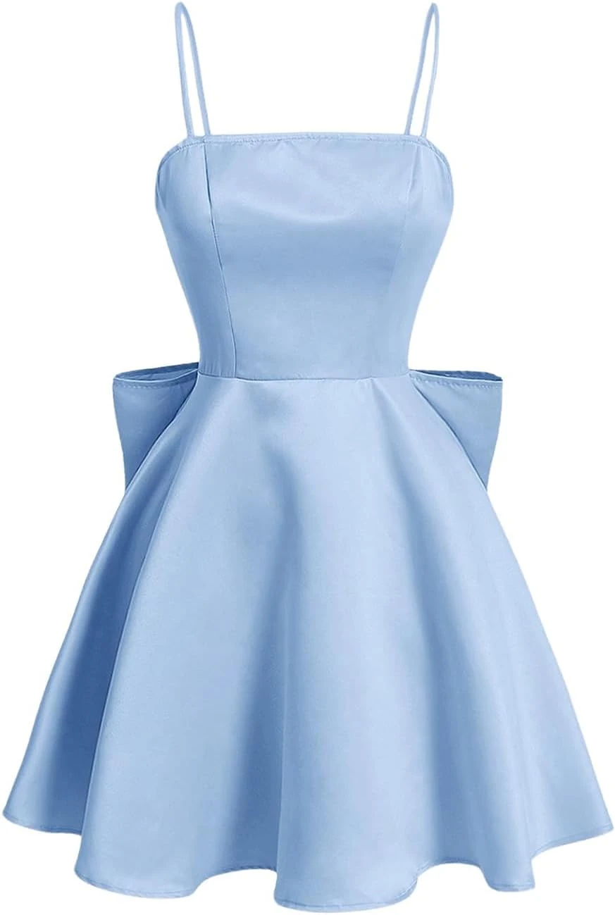 structured satin short formal homecoming dress for a polished hoco look