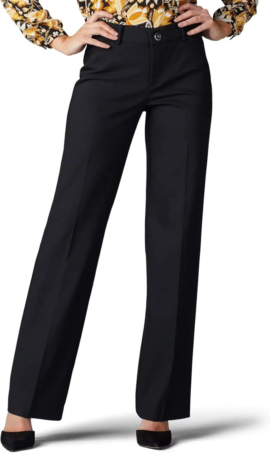 Women's tailored straight leg trousers for a bomber jacket outfit