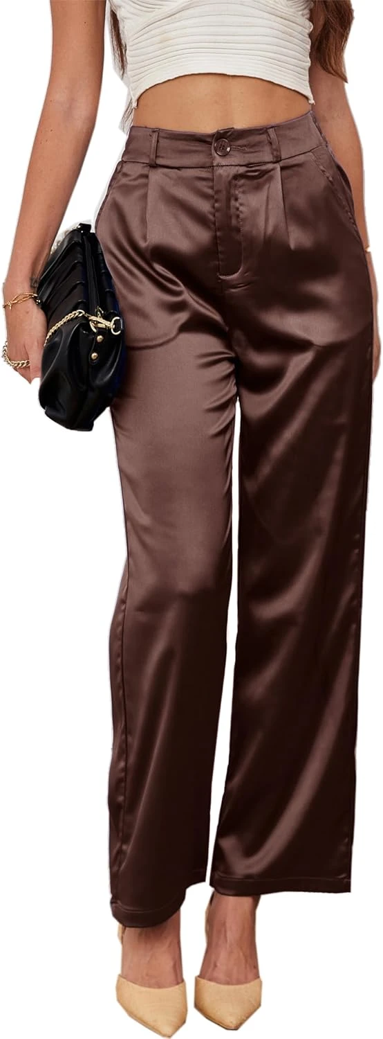 Women's silk tailored wide leg trouser for a classy brunch outfit
