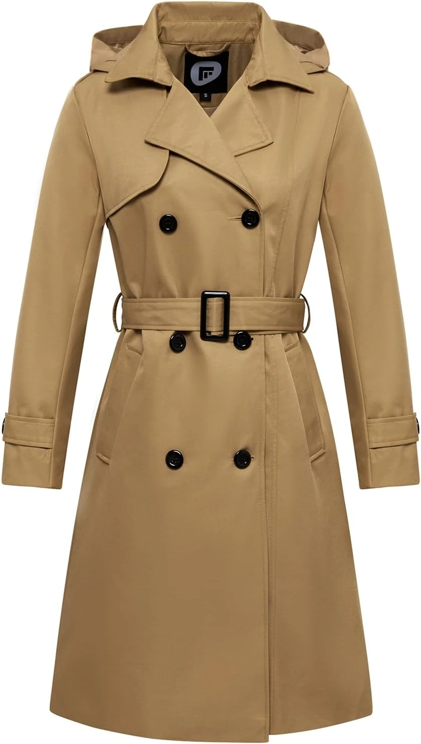 Women's classic belted camel trench coat for a polished outfit