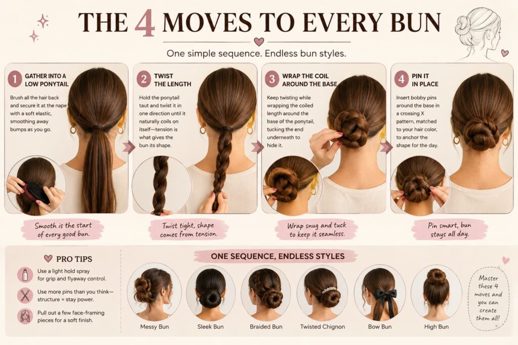 4 steps to a perfect bun