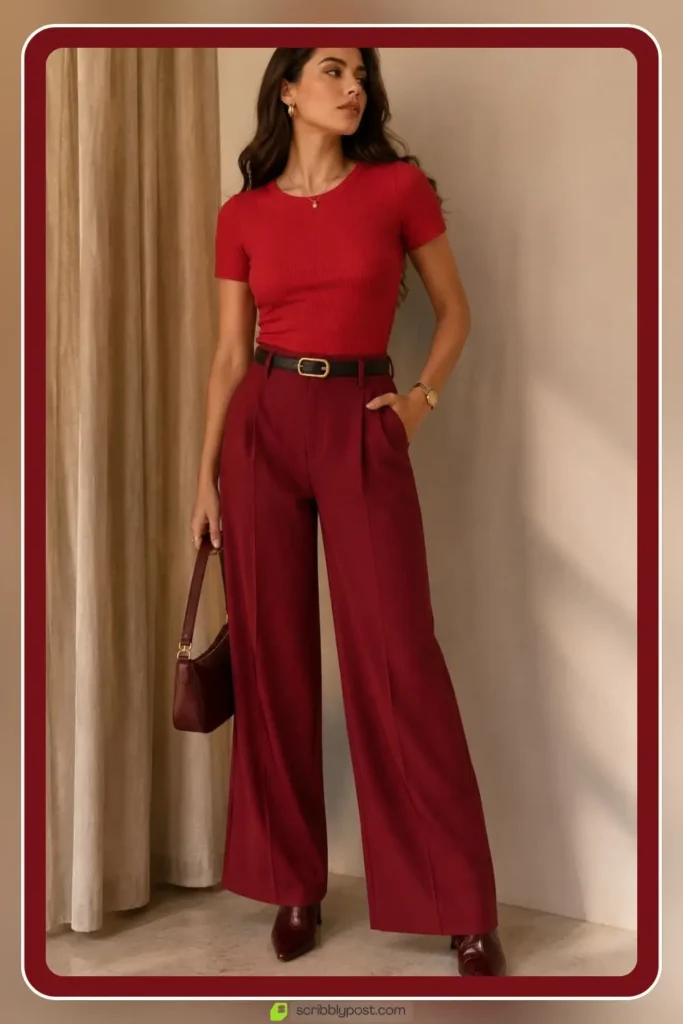 All red monochrome outfit head to toe styling