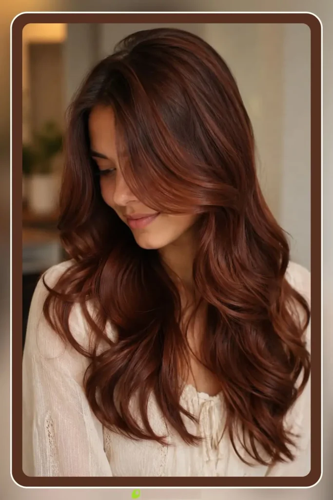 Auburn rust hair tint with deep red brown richness