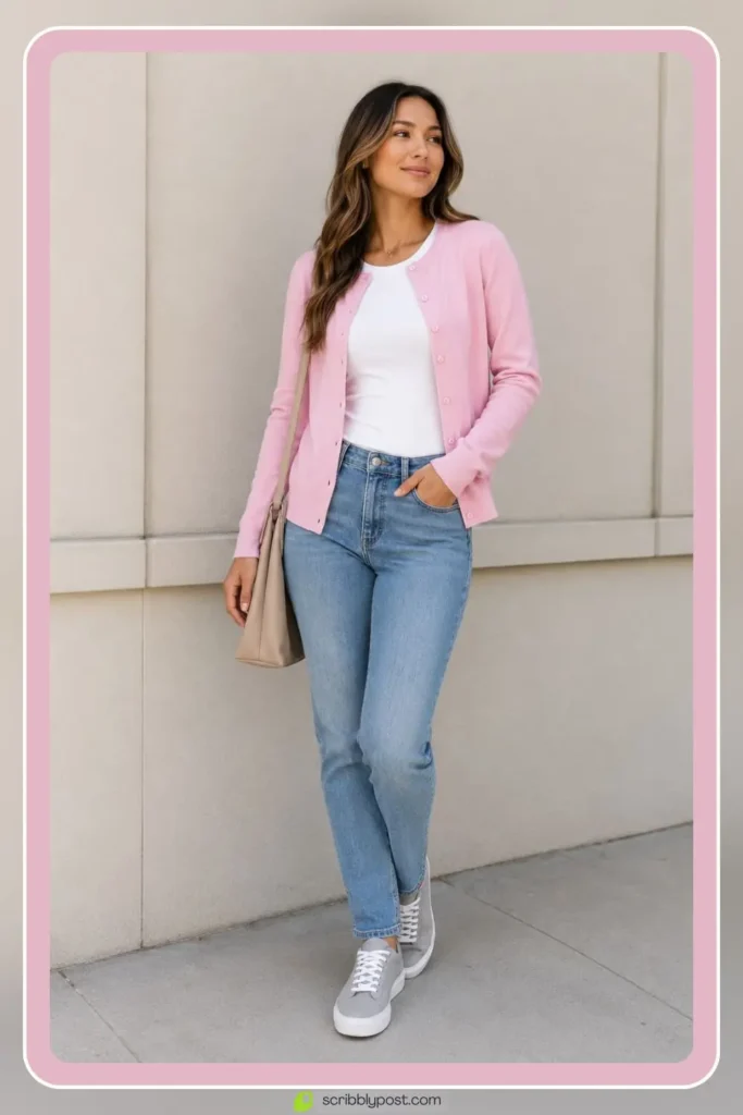 Baby Pink Cardigan Layer