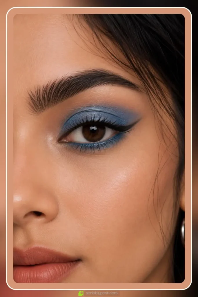 Modern blue eye shadow wash with clean edges