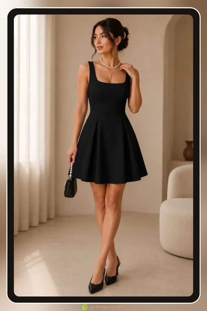 bow back mini dress for a playful engagement party look