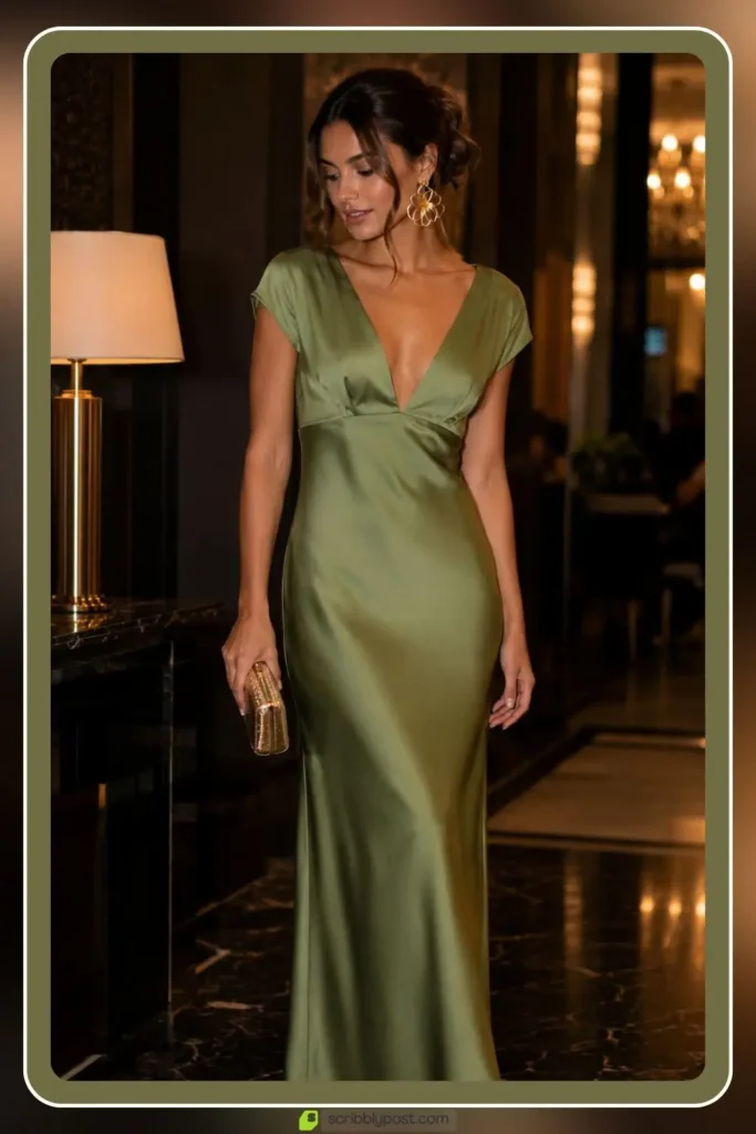 Business cocktail attire with elevated dress and heels