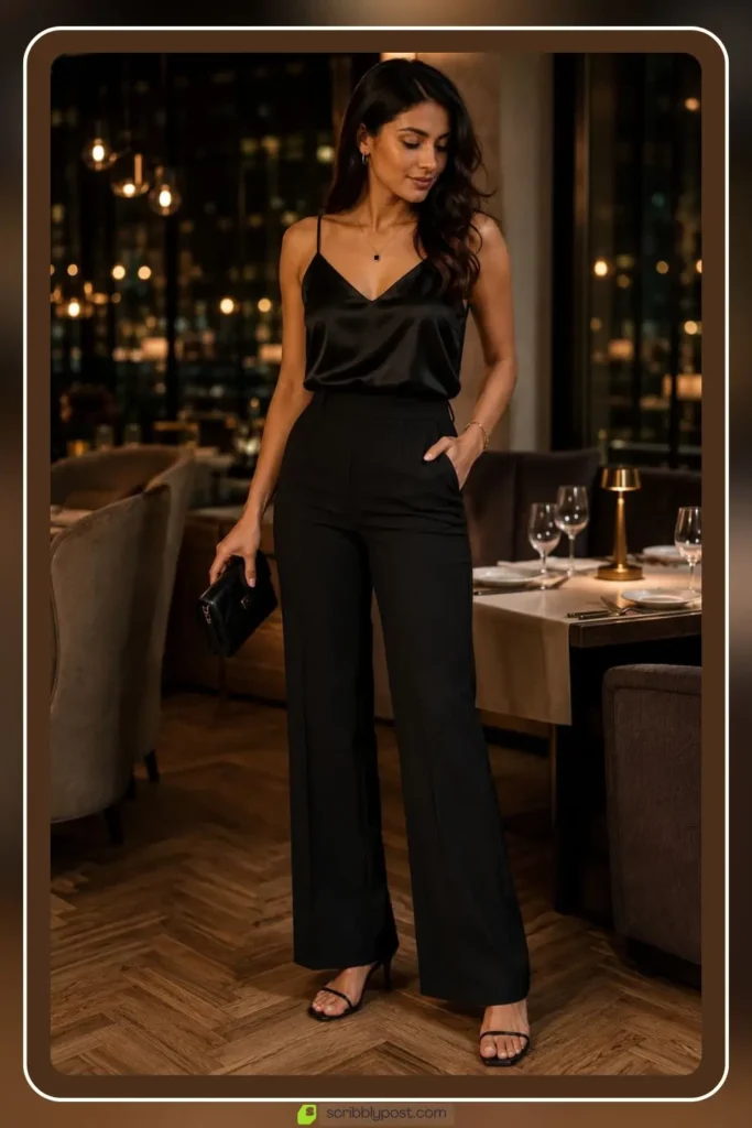Client dinner outfit with elevated smart casual pieces