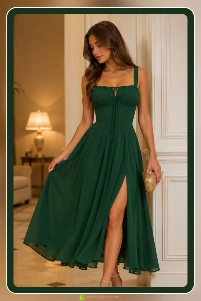 corset bustier midi dress for an upscale engagement party look