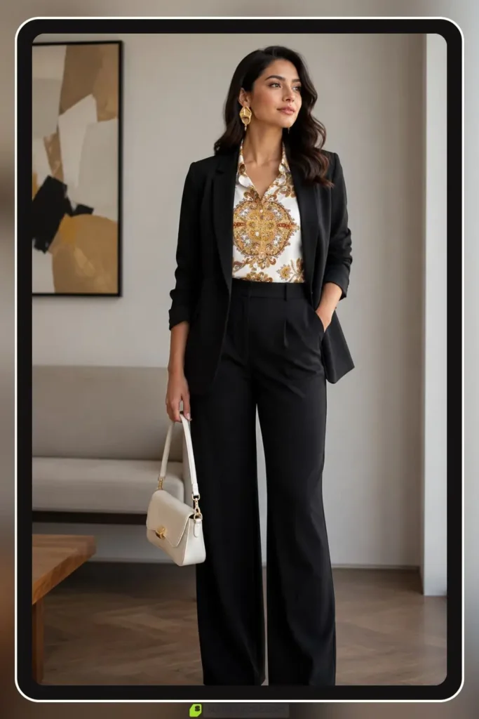Creative interview outfit with personality piece and tailored base