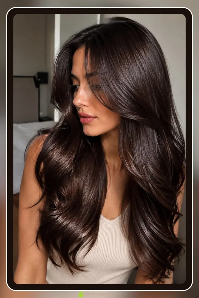 Espresso hair tint with deep glossy brown shine