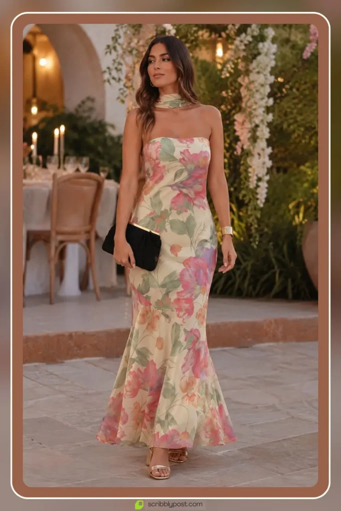 Floral maxi dress in event ready flowing silhouette