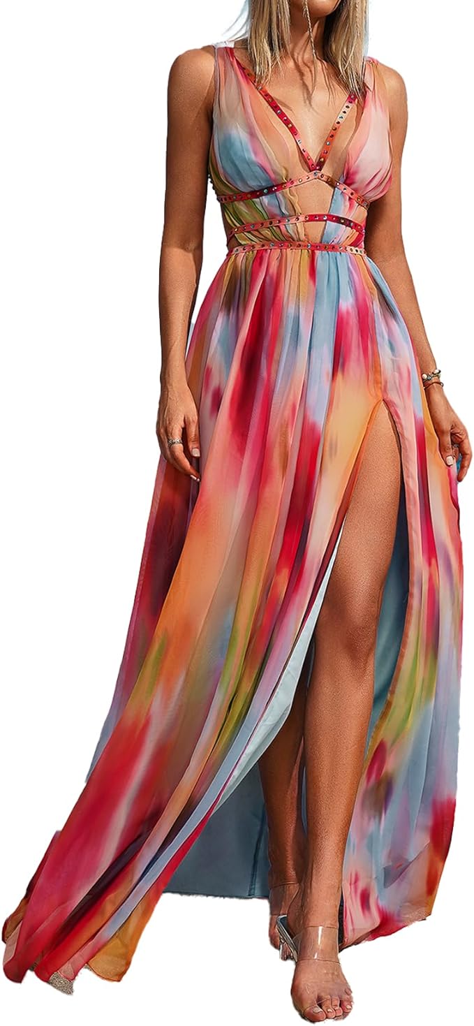 Flowy warm tone maxi for sunset dinner outfit
