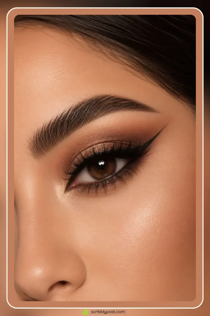 Fox eye makeup with lifted winged liner and elongated shape
