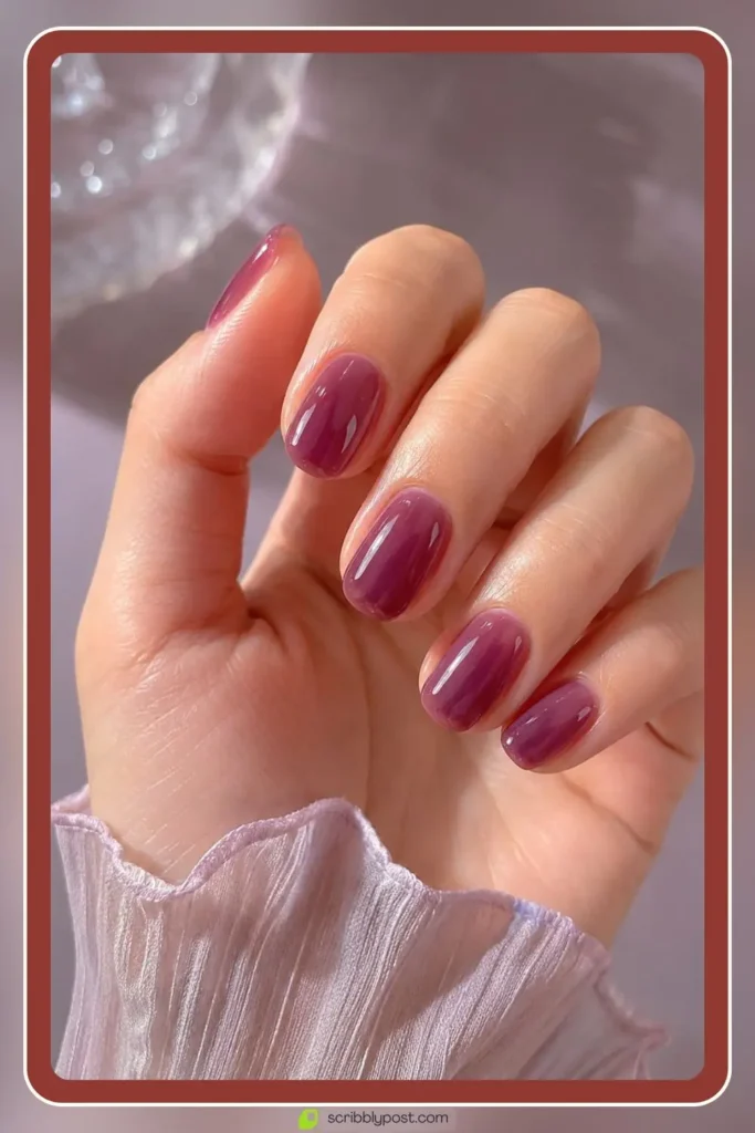 Grape jelly purple nails with translucent candy shine