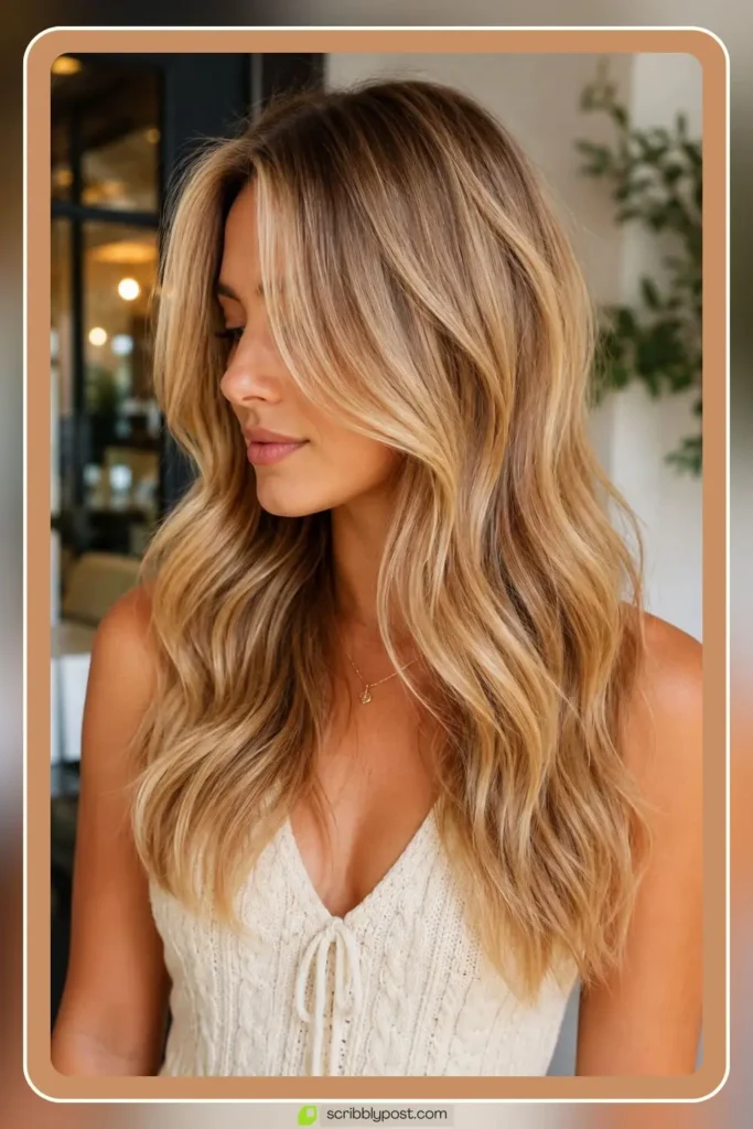 Honey glaze hair tint with golden warmth on blonde base