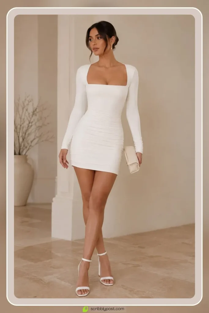 White Summer Dresses Worth Buying: 16 Styles for the LWD Era of 2026 33 Long sleeve white mini dress in polished modern cut