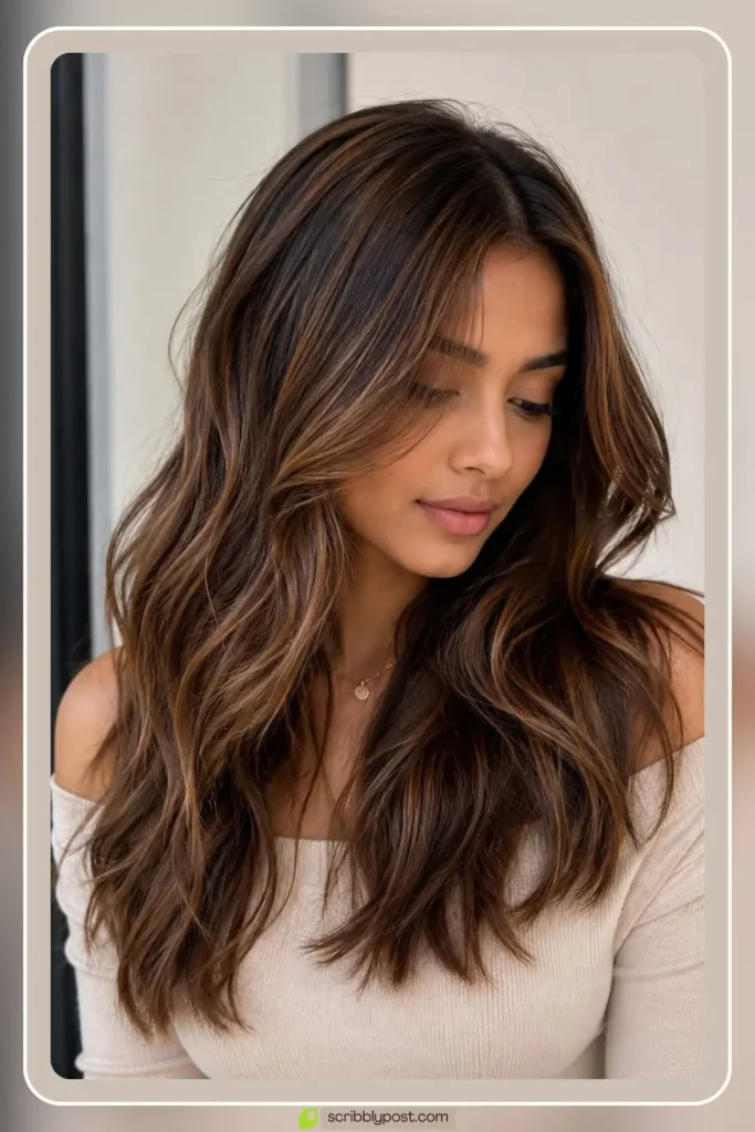 Mocha bronze hair tint with warm reflective shine