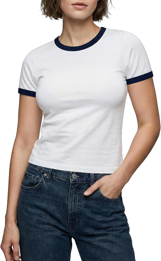 Navy and white tee for family vacation palette