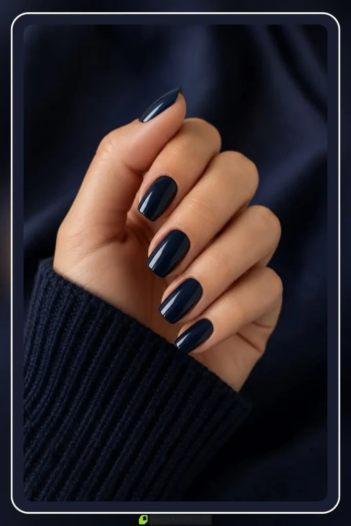 Navy blue nails in deep glossy solid