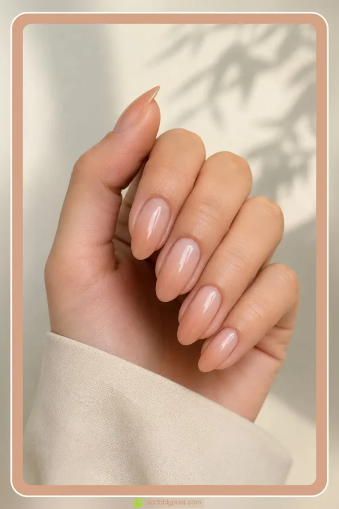 Bare nude to deeper nude gradient nude ombre nails minimal