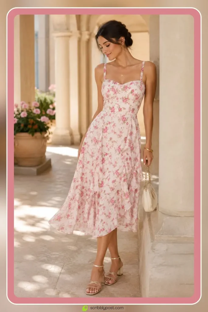Peony Pink Midi Dress