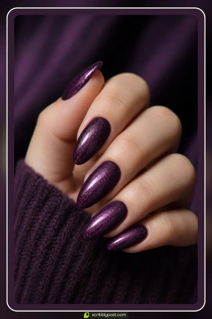 Plum velvet nails with deep purple plush shimmer