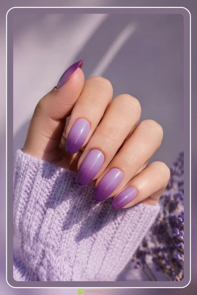 Lavender to plum gradient purple ombre nails for spring