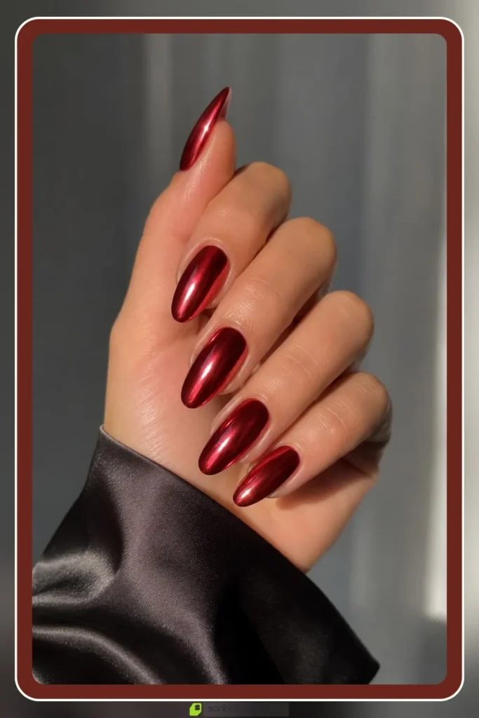 Red Nails for Every Plan: 16 Sets Sorted by the Occasion in 2026 45 Red chrome nails with mirror metallic shine