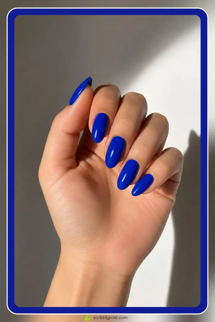 Royal blue nails in saturated bright cobalt solid