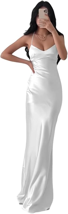 Satin slip wedding dress in bias cut