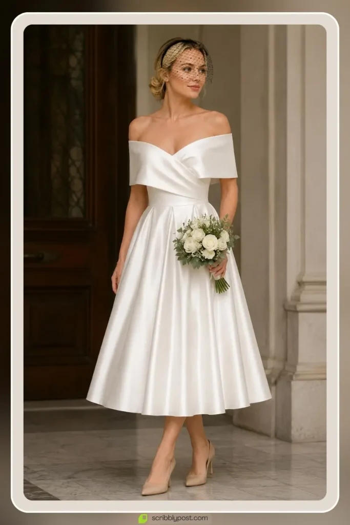 Silk tea length wedding dress for courthouse ceremony