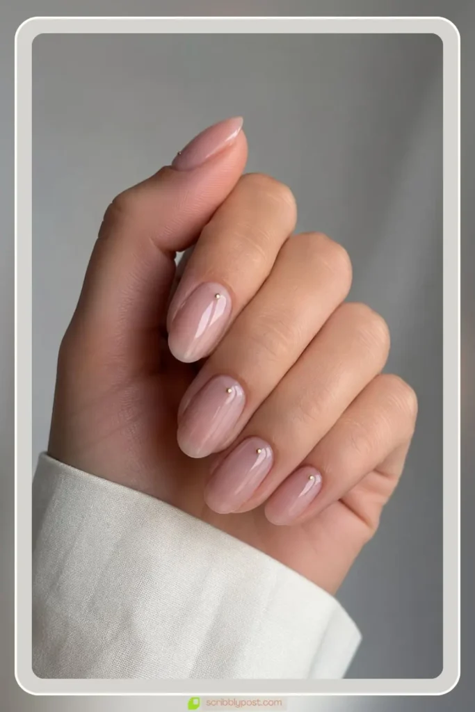 Glossy gel base with one small line detail, Simple Gel Nail Designs, long wear manicure