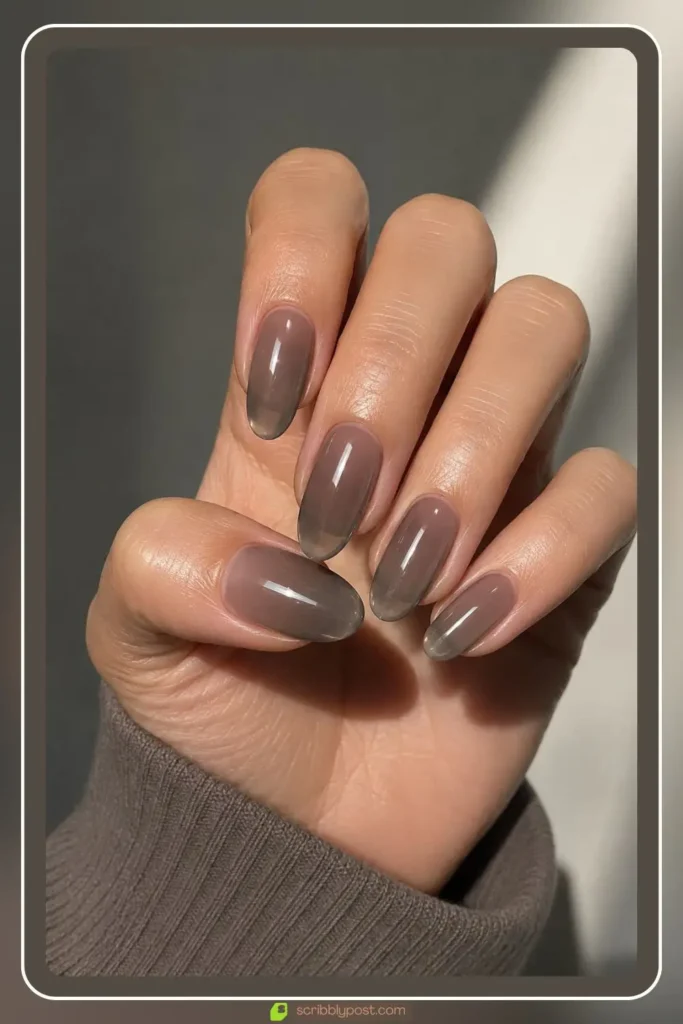 tinted grey brown smoked glass nails neutral glass nail designs cool toned finish