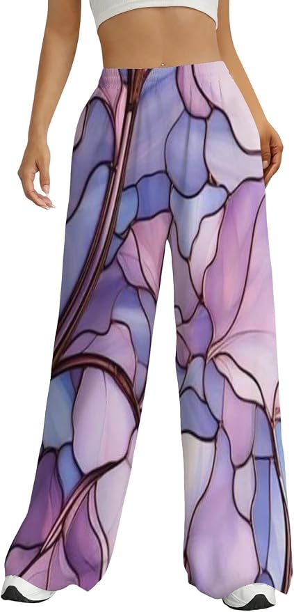 Women stained glass print trousers for evening outfit