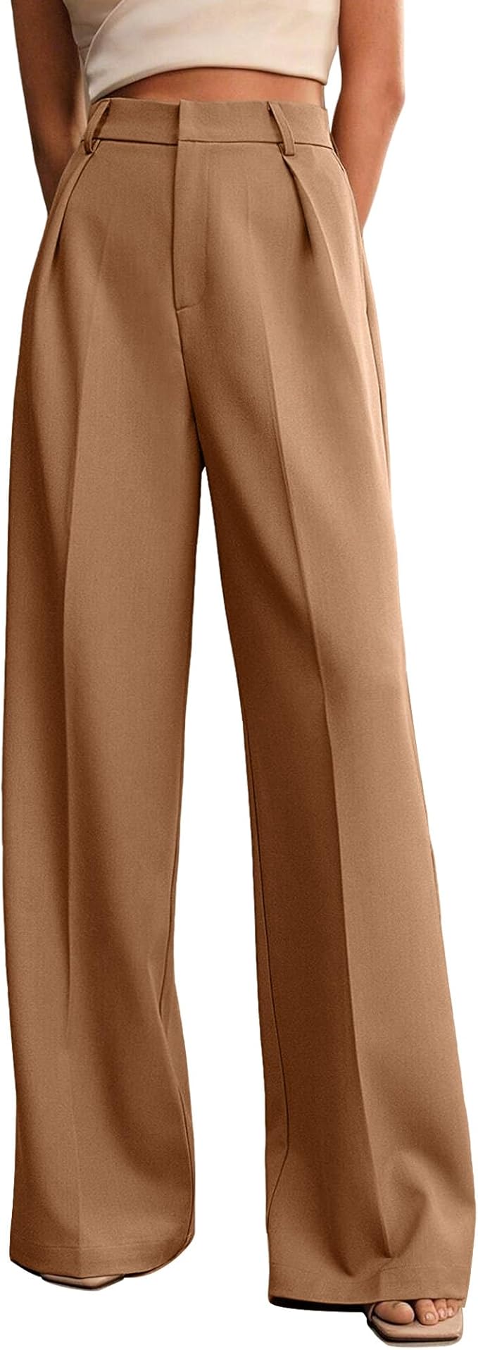 Khaki straight trousers for red cardigan outfit