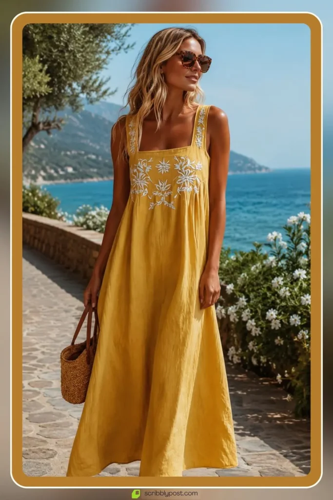 Summer floral dress in bright warm weather style