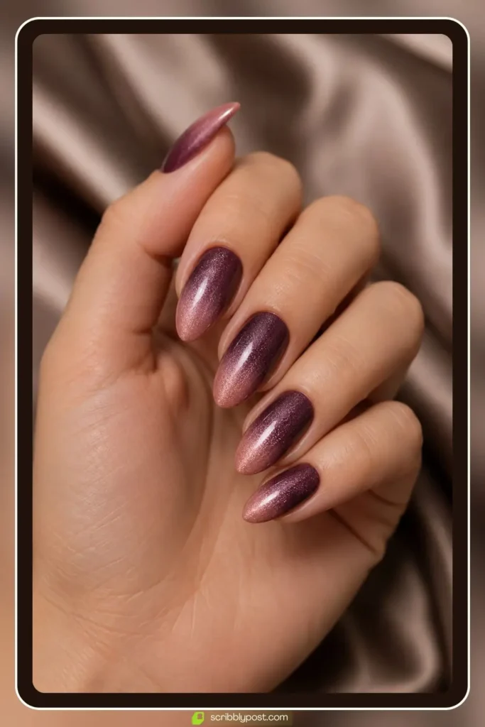 Velvet ombre nails fading between two plush shimmer tones