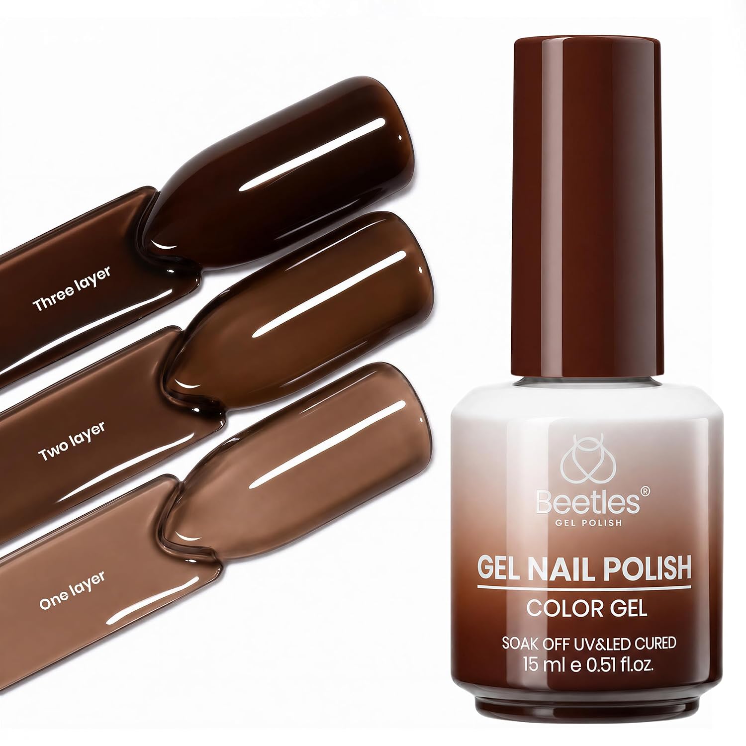 Warm mocha gel polish for brown almond nails