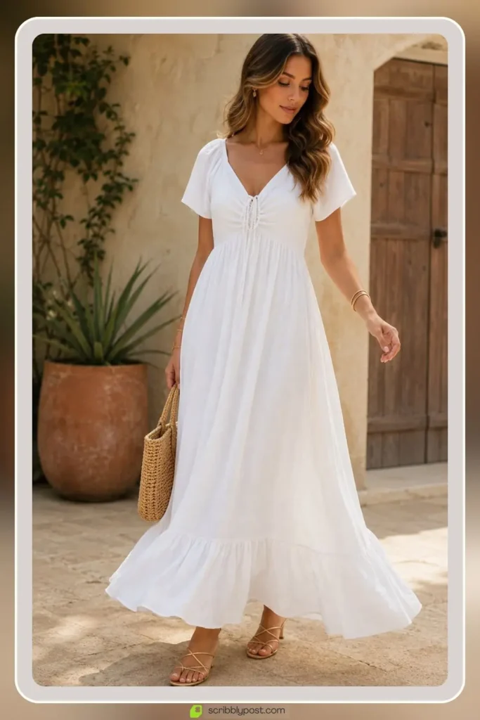 White Summer Dresses Worth Buying: 16 Styles for the LWD Era of 2026 21 White maxi dress sweeping full length silhouette