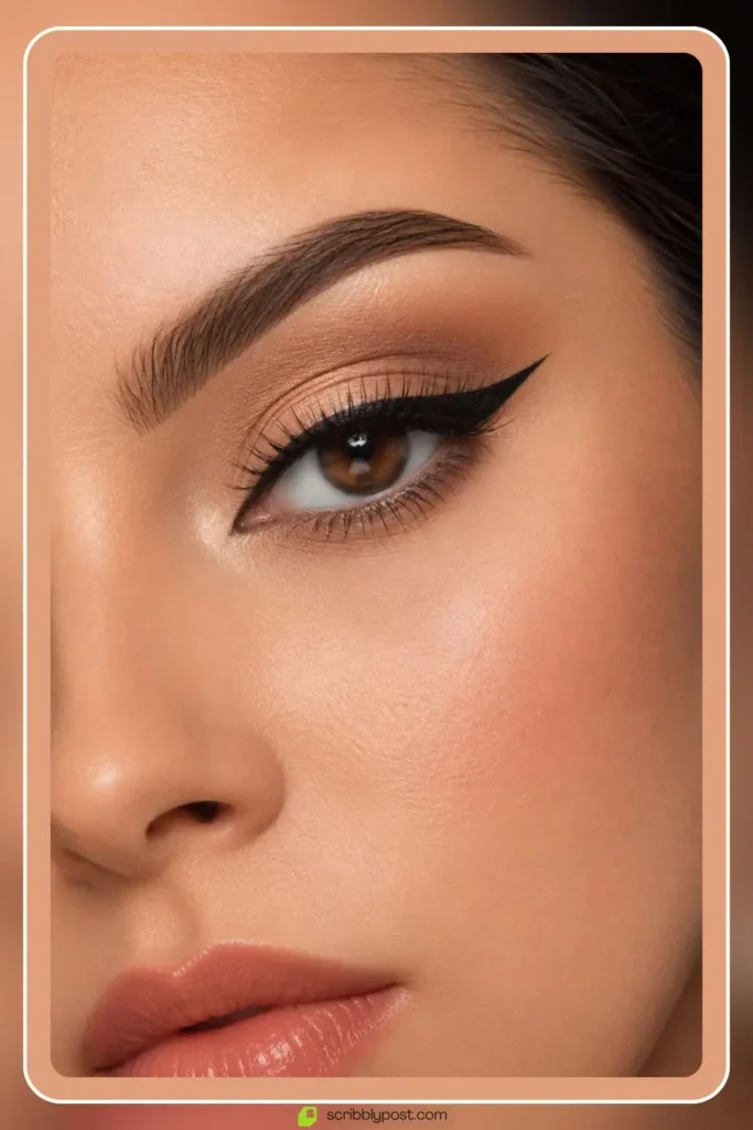 Classic winged cat eye liner with sharp flick