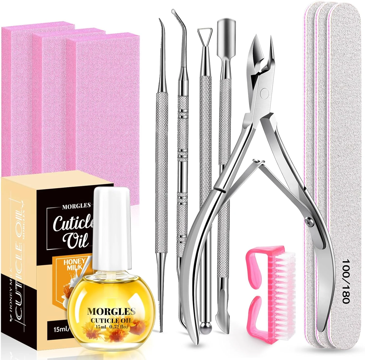 Almond shape nail file kit for glossy manicure prep