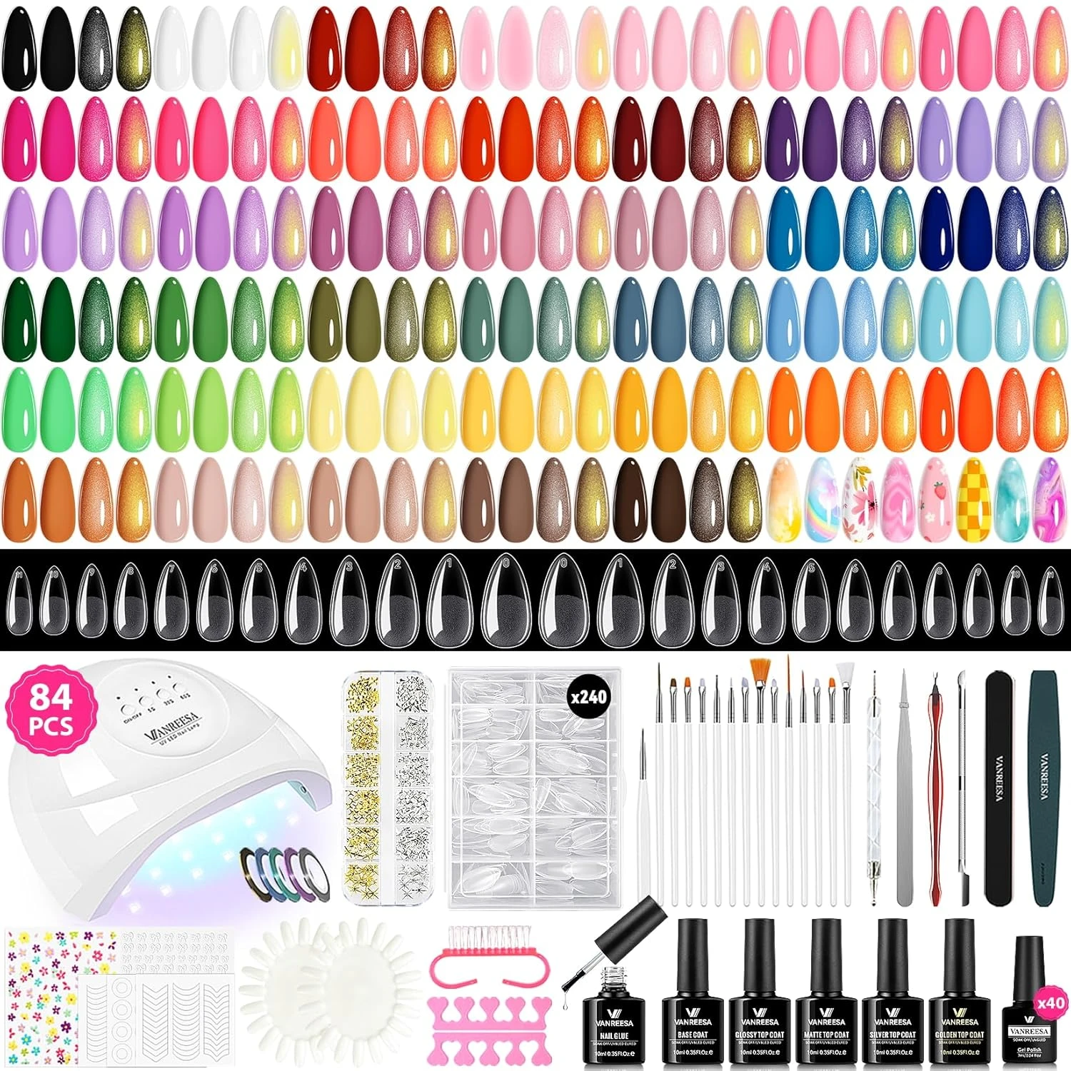 Almond nail polish set base for ombre nails
