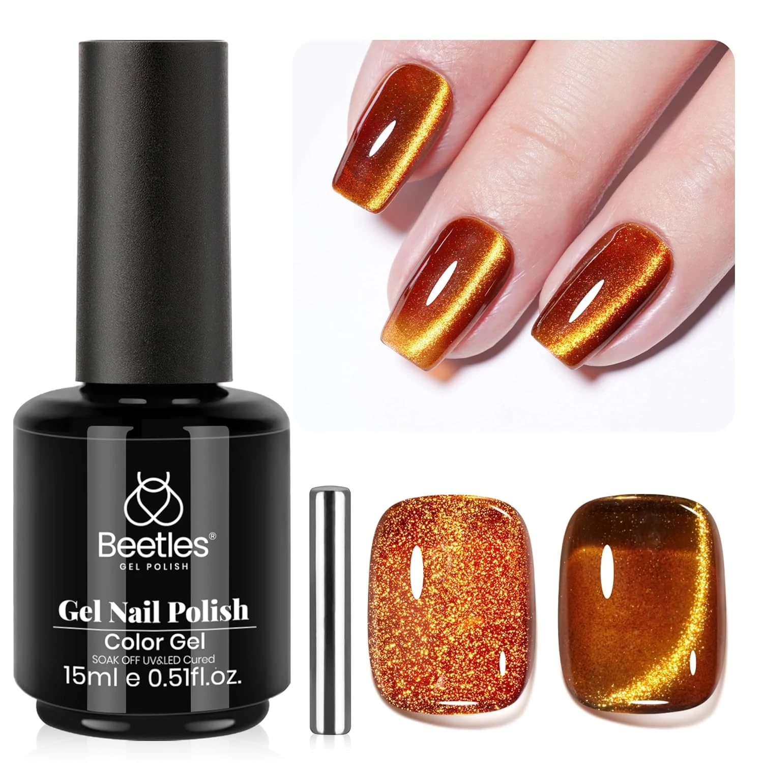 Amber gold gel polish base for gold chrome nails