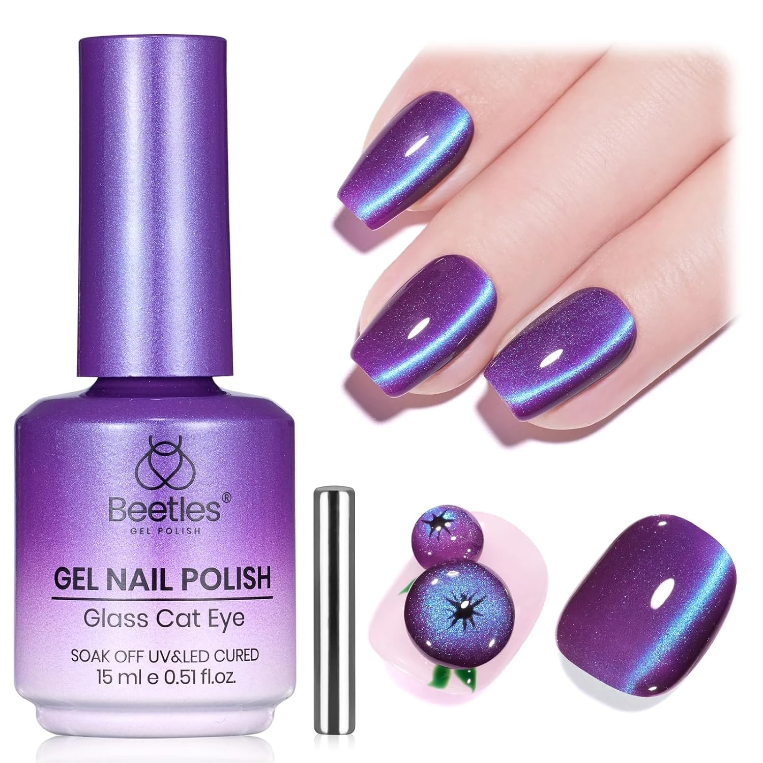 Amethyst cat eye gel for purple band nails