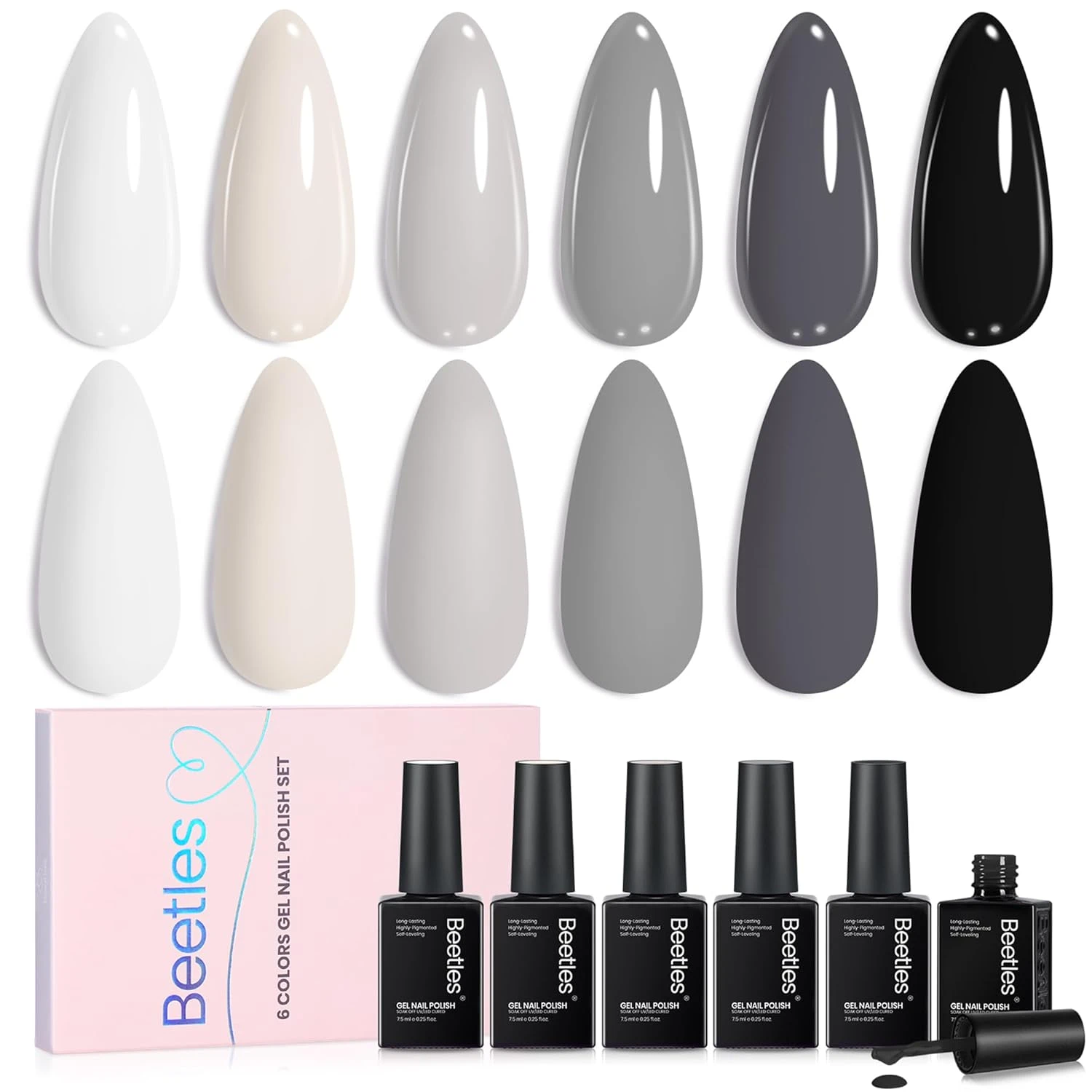 Black and grey polish set base for ombre nails