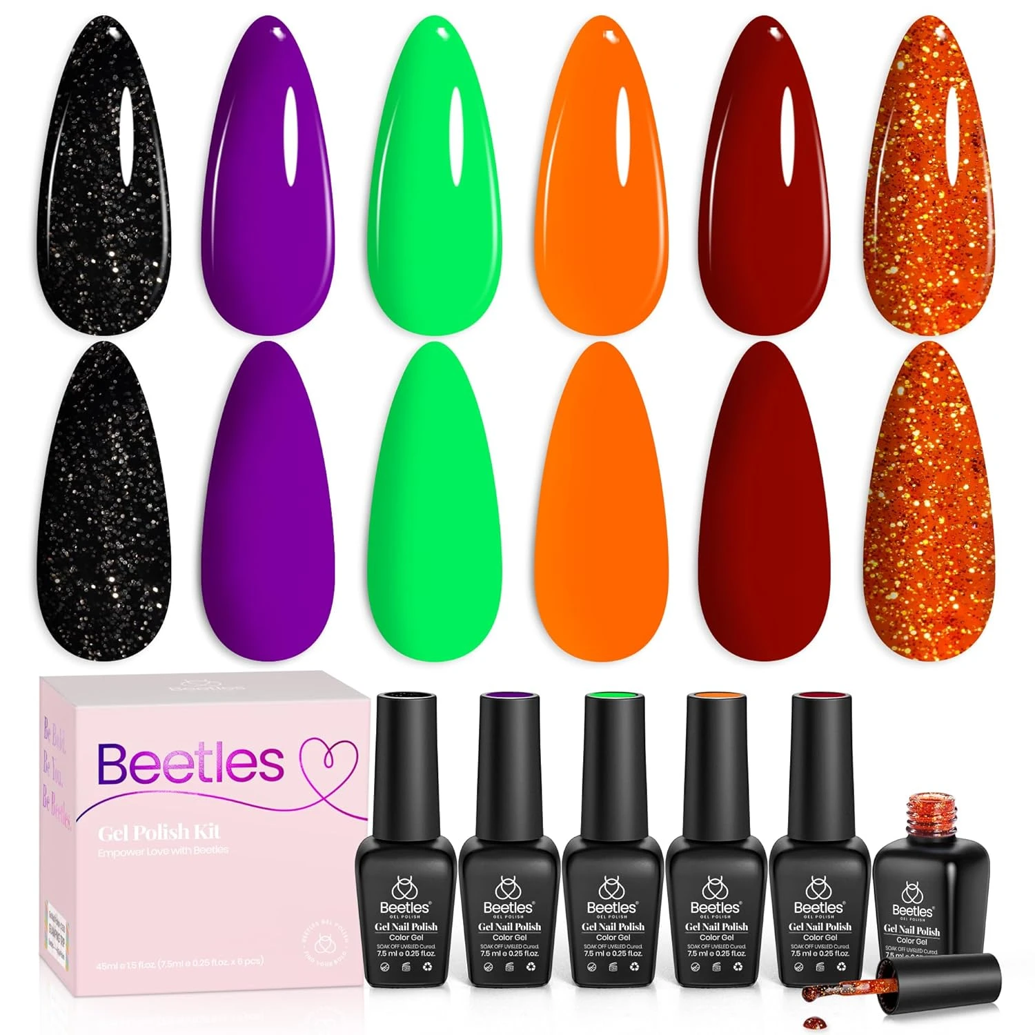 Black and orange polish set base for simple nail designs