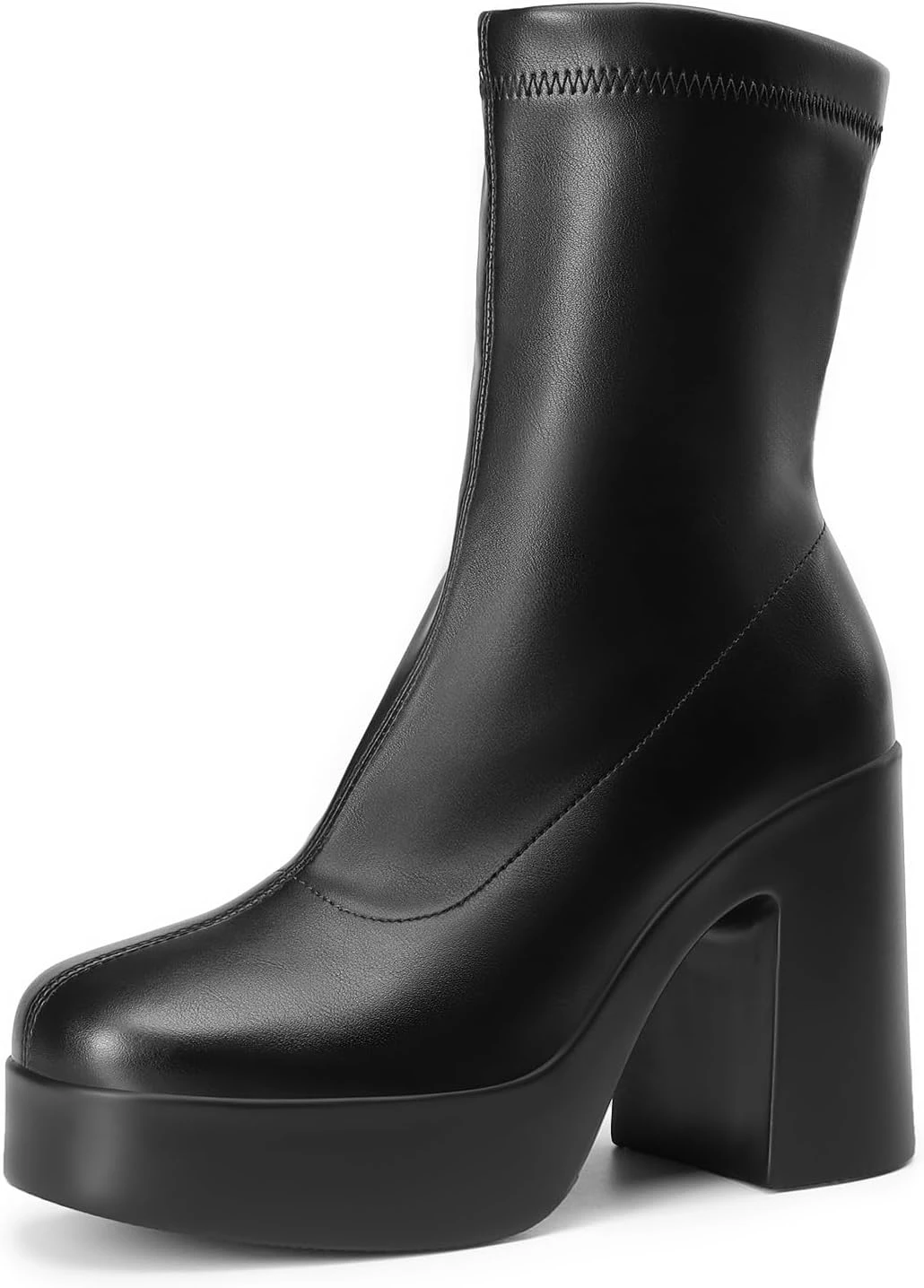 Heeled black ankle boots for fall floral dress