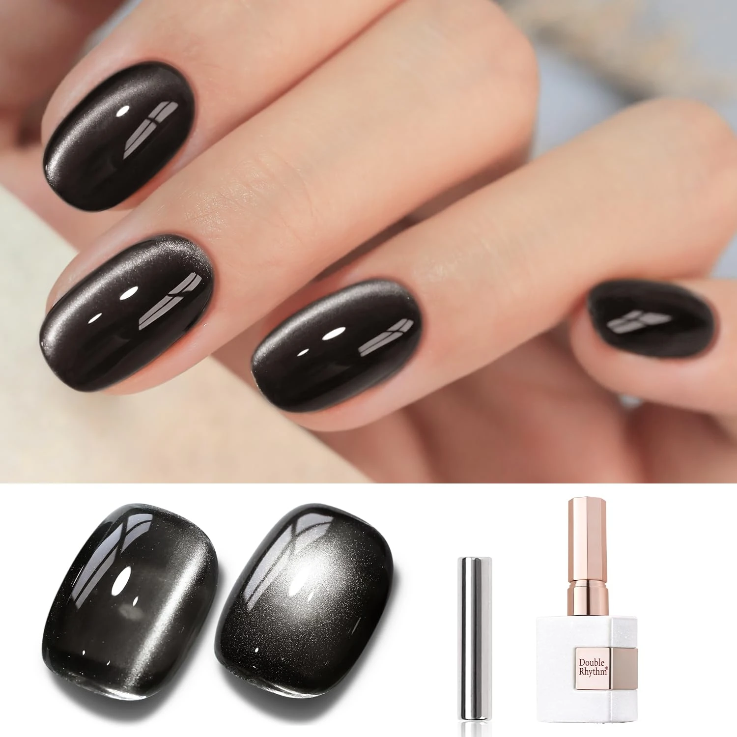 Black cat eye gel polish for galaxy swirl nails